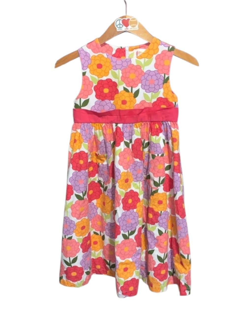 Gymboree Multicolor Floral Spring Summer Dress with Pink Sash Sleeveless